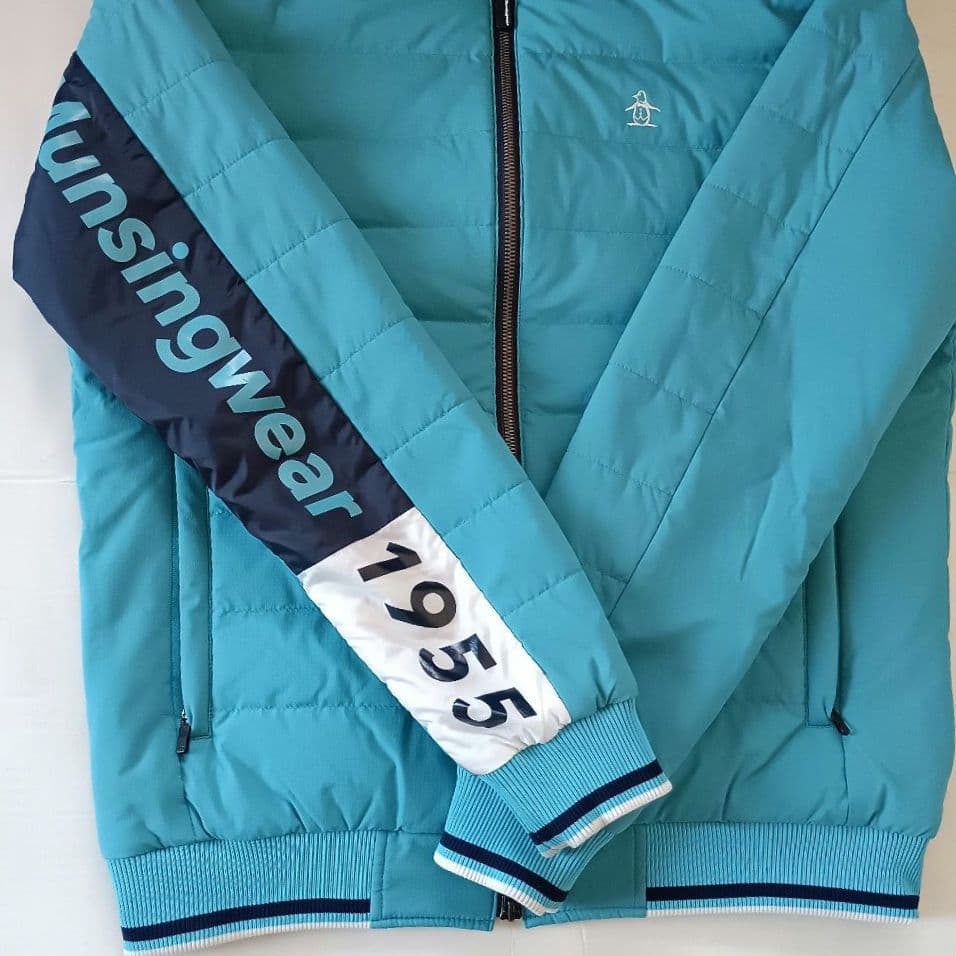 ​【美品】マンシングウェア ハイブリッド ダウンジャケット メンズL ブルー