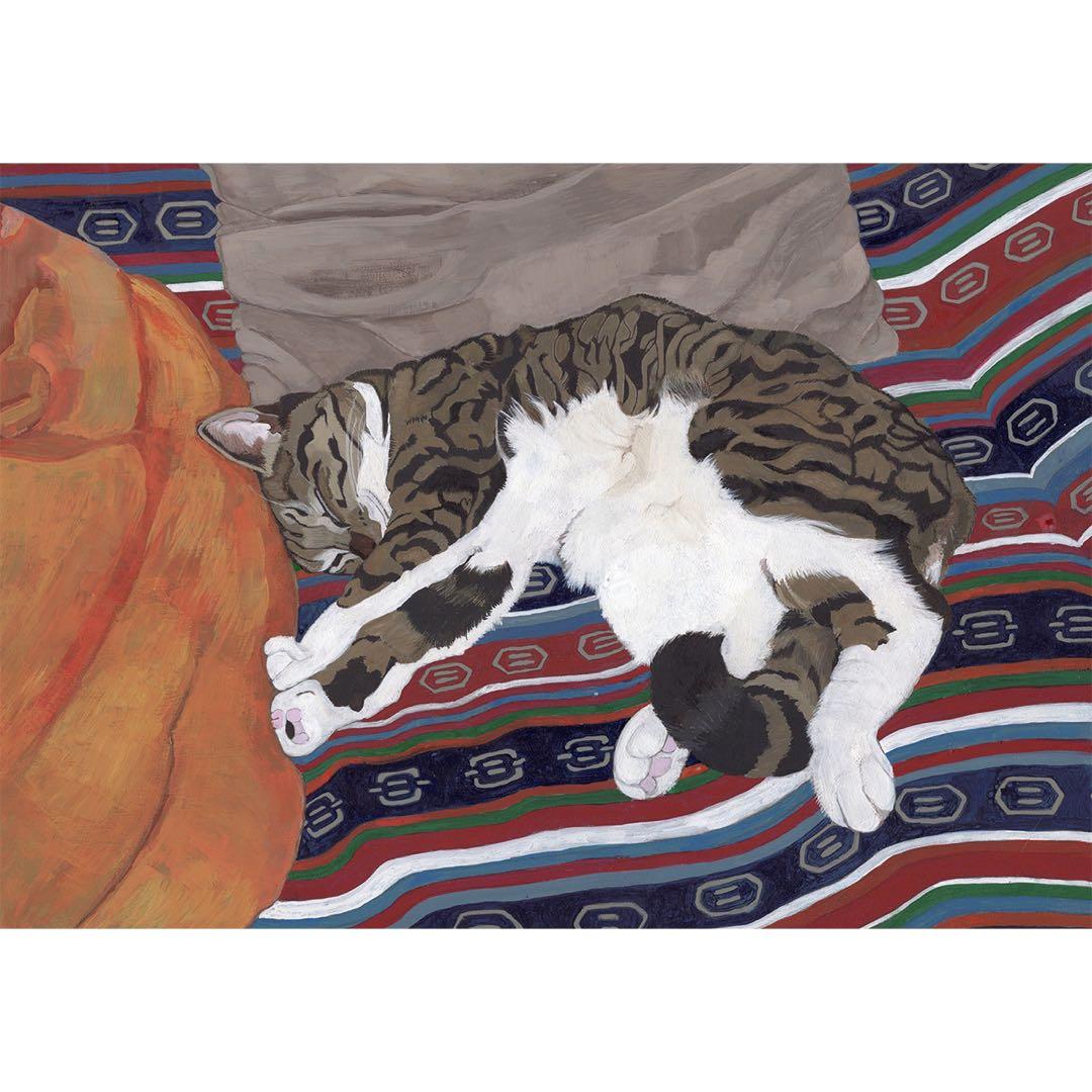 「寝っころがる猫」額縁入り（原画）