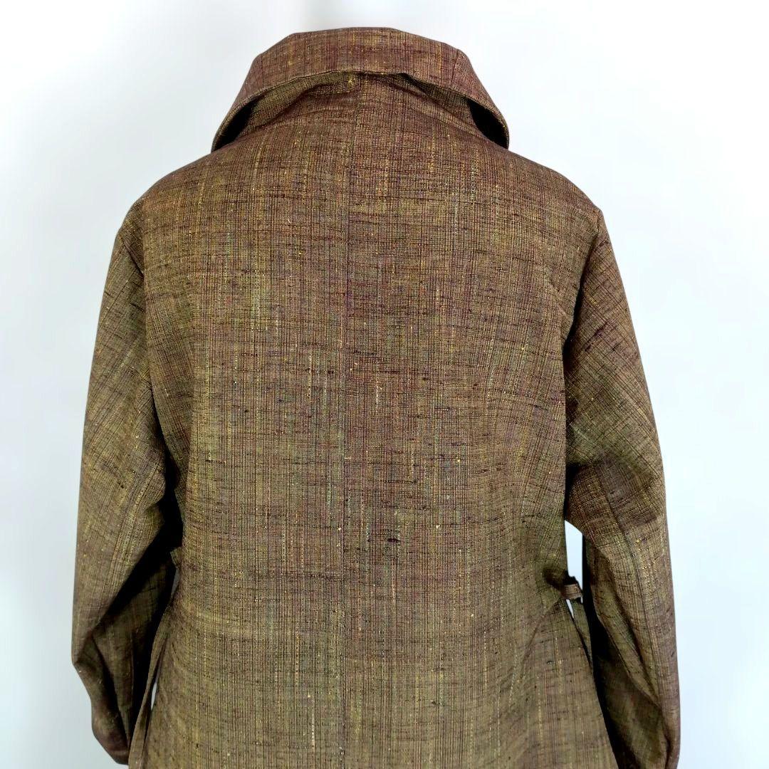 326　手染め大輔　着物リメイク　厚地紬　ワンピース　L〜フリーサイズ