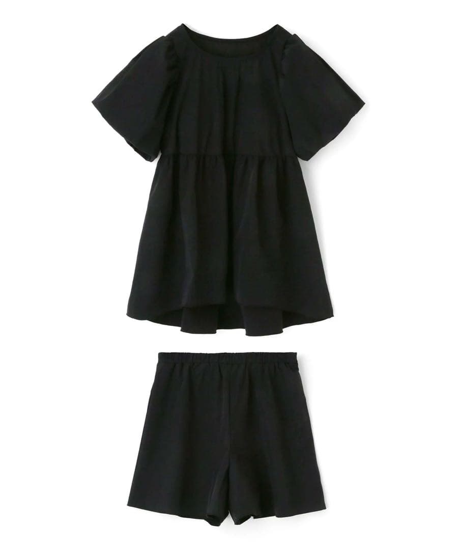 ⚠️ちびロボ⚠️三愛水着　パフスリーブキュロット3点セット　11 L ブラック