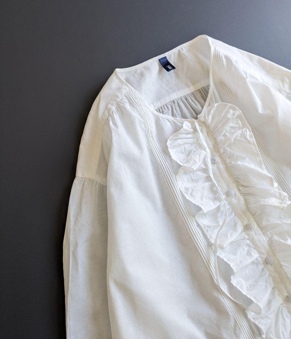 ピンクハウス／フリル♪ 羽織りにもなるゆったりフリルブラウス ホワイト 白