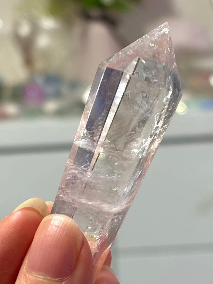 レア　高品質　ピンククォーツ　ピンクアゼツライト　ダブルポイント　ワンド