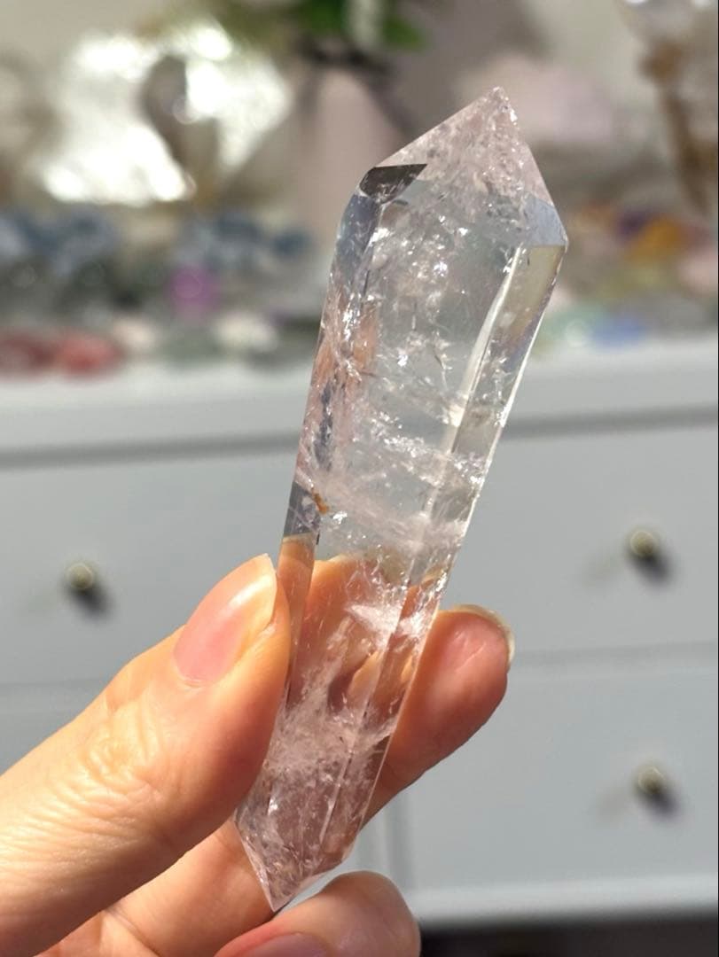 レア　高品質　ピンククォーツ　ピンクアゼツライト　ダブルポイント　ワンド