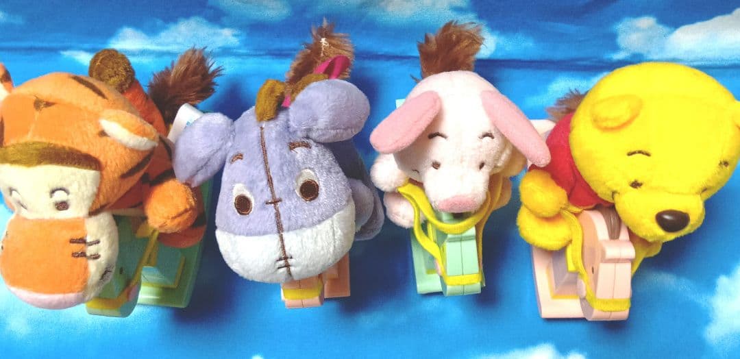 366☆くまのプーさん☆木馬にのったぬいぐるみ☆レトロ