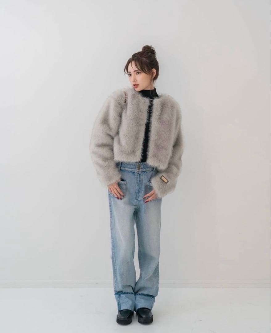 DIANTE PREMIUM ECO FUR JACKET グレー系 FREE
