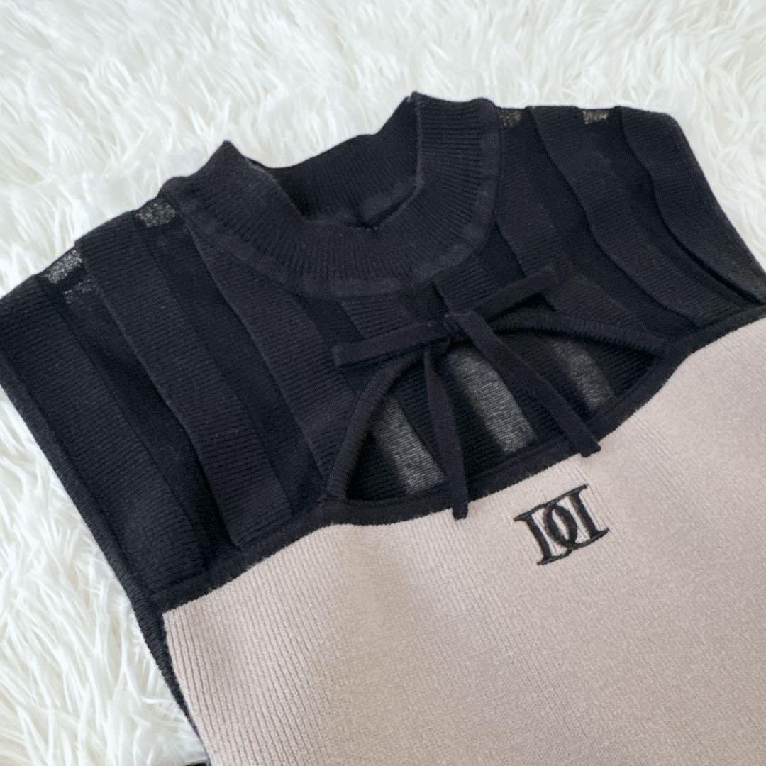 新品級✨ダーリッチ バイカラーデザインニットロングワンピース ロゴ