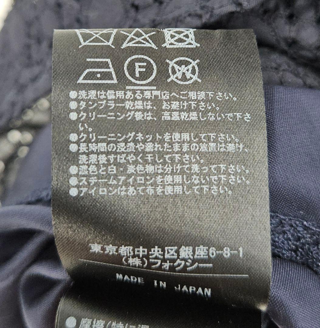 【新品未使用】フォクシー　カトレア　ワンピース　刺繍　近年　刺繍　ネイビー 38