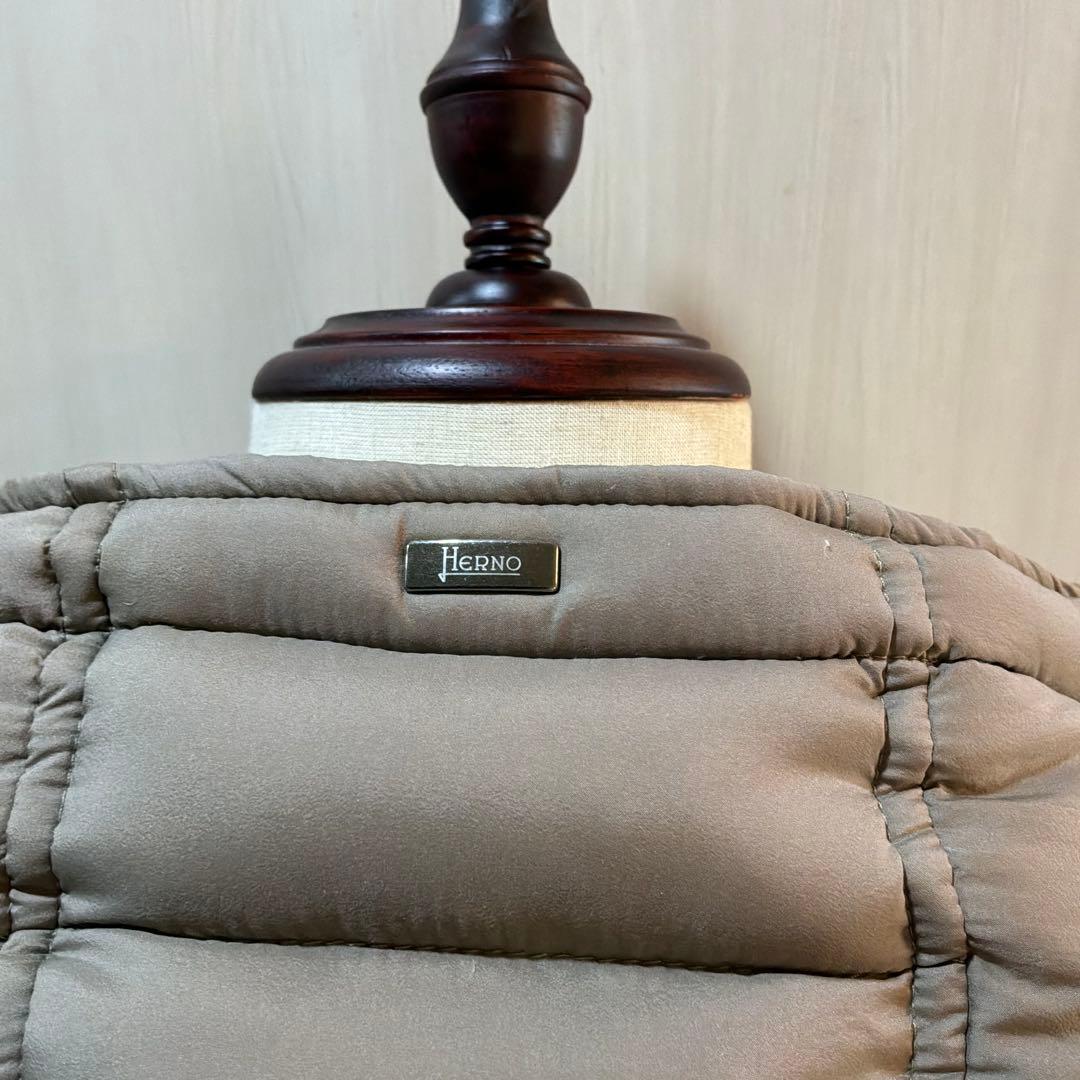 【美品】HERNO N-3Bダウンコート ミドル丈　ブラウンベージュ 44
