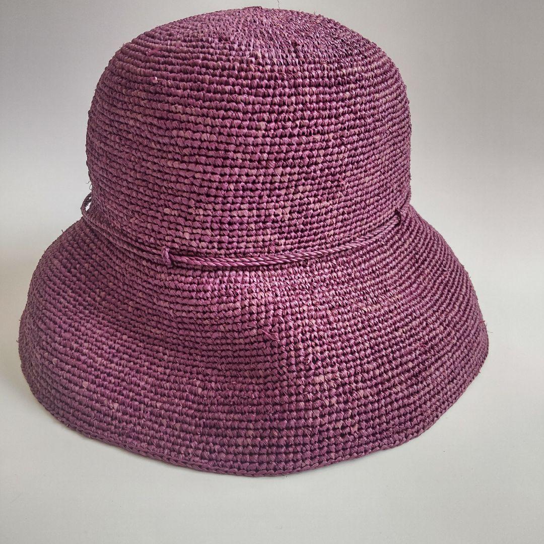 極美品 ヘレンカミンスキー 現行 ラフィアハット ボルドー 麦わら帽子