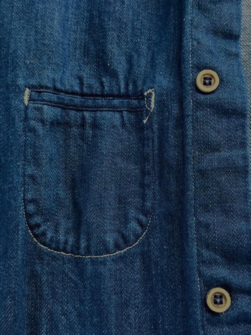 45R デニムシャツ ロング ワンピース／インディゴ／ユニセックス／日本製