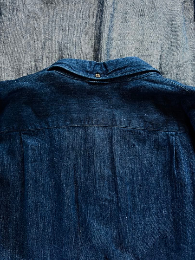 45R デニムシャツ ロング ワンピース／インディゴ／ユニセックス／日本製