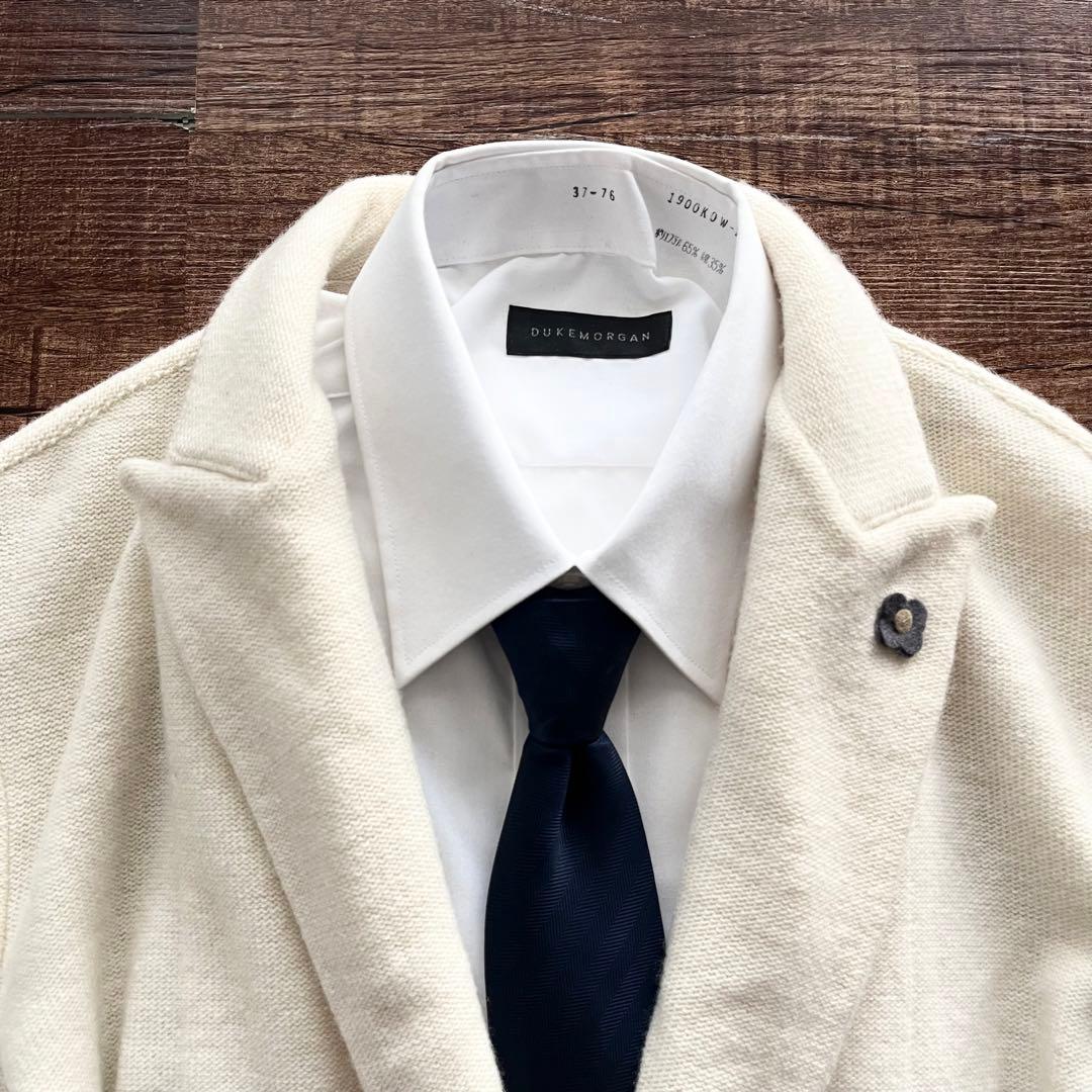 <美品> LARDINI ホワイト ウール ニットジャケット　サイズS