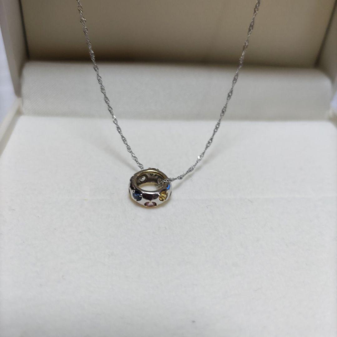 Ｋ18WG　【 天然石６色】 リング形　チャーム　【週末値下価格】