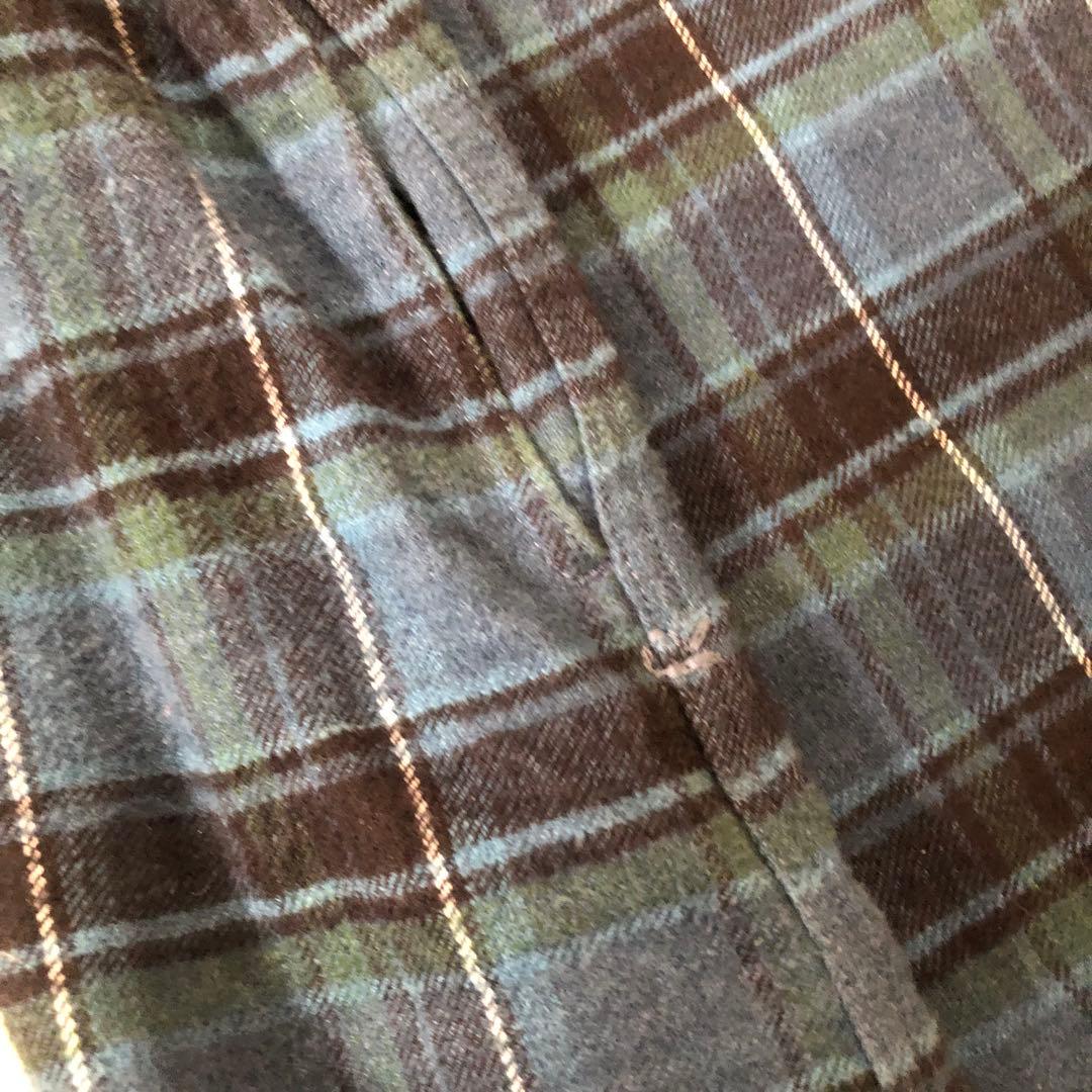 45R インドネル　チェック柄ワンピース Rロゴ刺繍入り　ふっくら袖