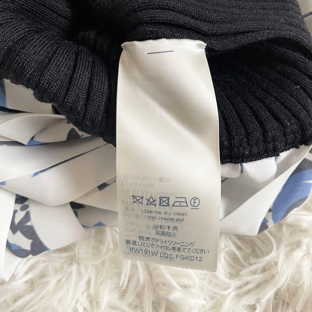 極美品　ルイヴィトン　ニットワンピース　モノグラム　ウール　プリーツ　切替　黒