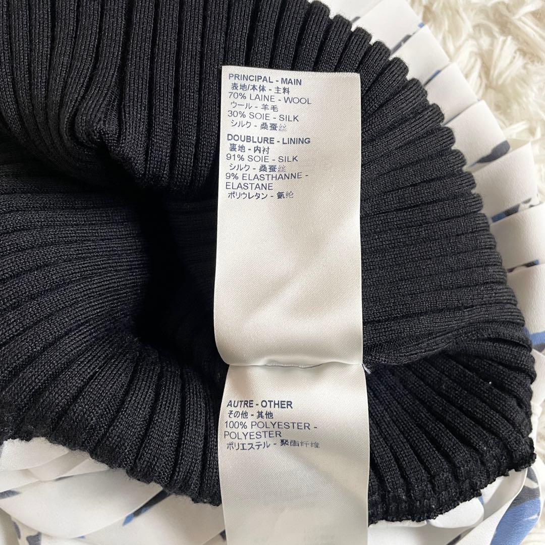 極美品　ルイヴィトン　ニットワンピース　モノグラム　ウール　プリーツ　切替　黒