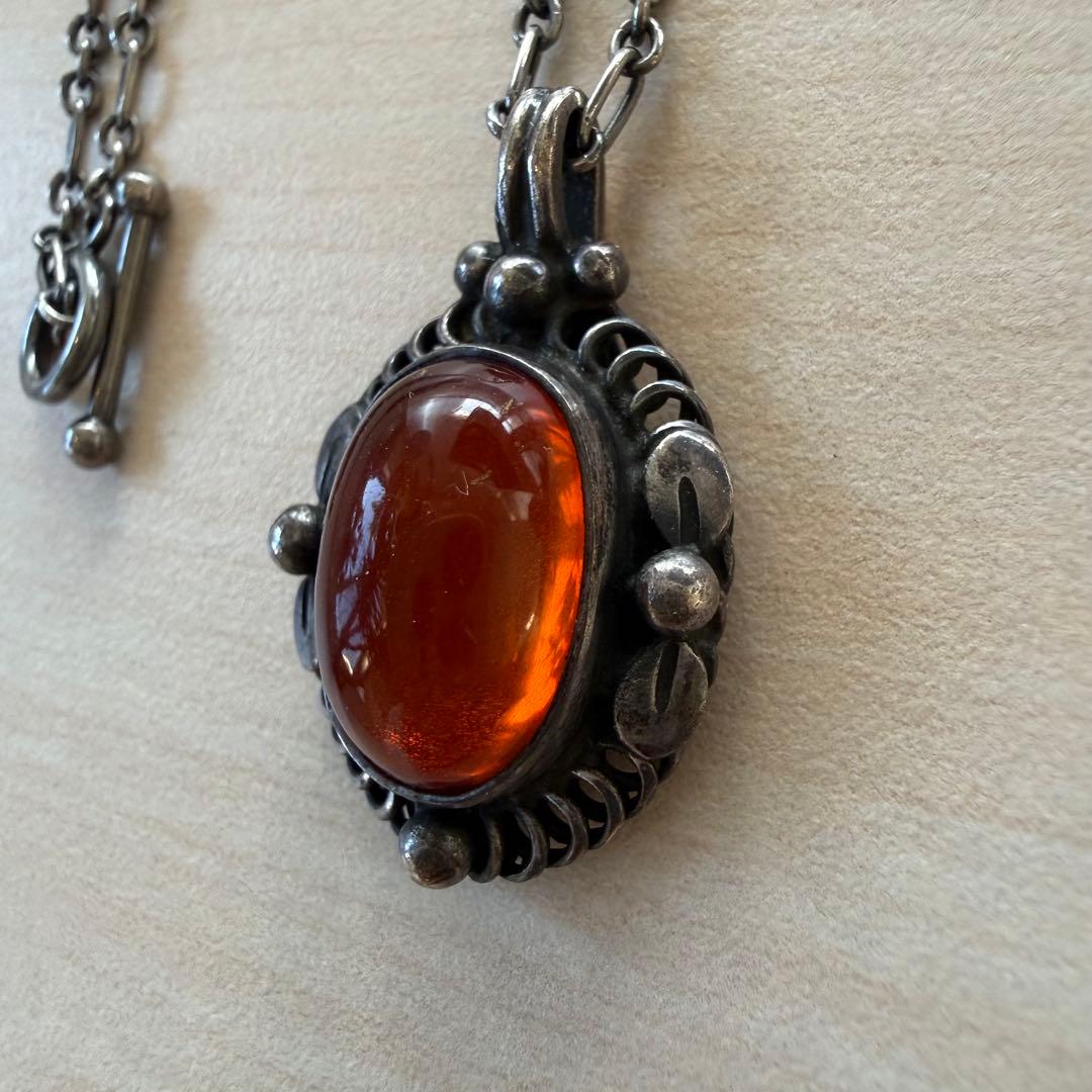 ジョージジェンセン イヤーペンダント 1995 アンバー・琥珀 ネックレス