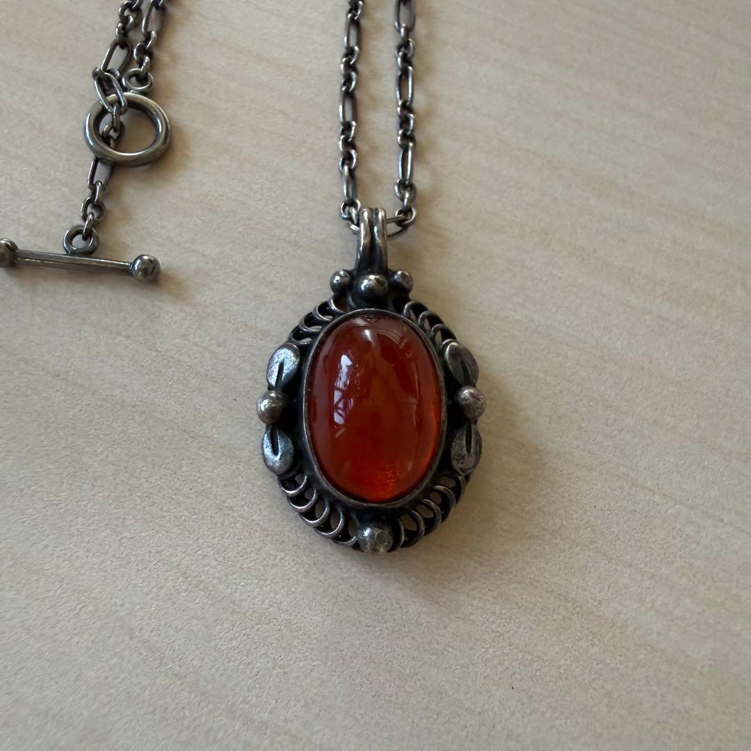 ジョージジェンセン イヤーペンダント 1995 アンバー・琥珀 ネックレス