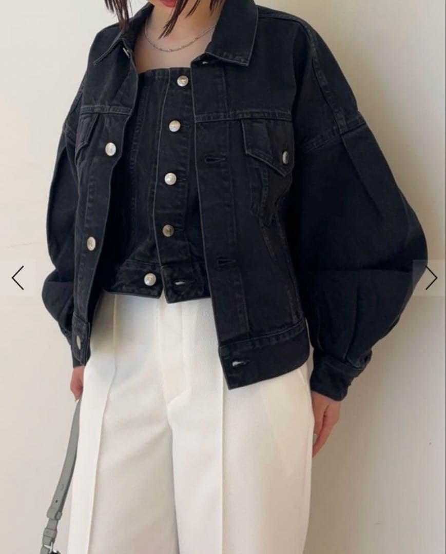 ★HYKE ハイク★バルーンスリーブデニムジャケット　美品　ブラック