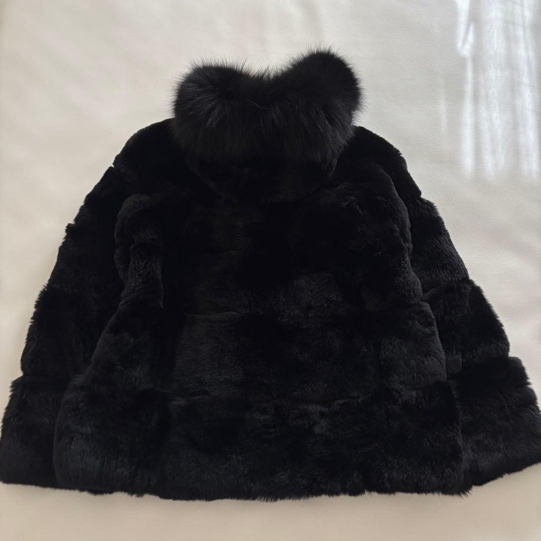 グレースコンチネンタル　ファーコートジャケット　ラビットファー　ブラック　36