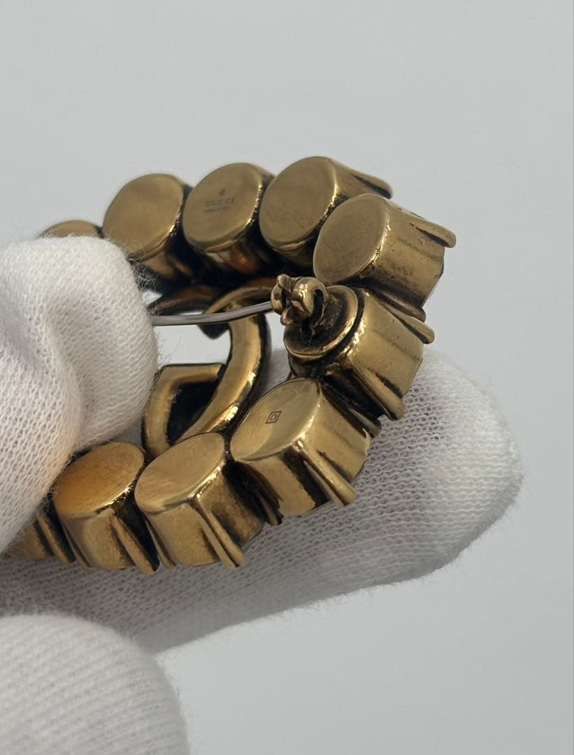 GUCCI グッチ ブローチ ダブルG クリスタル ラインストーン メタル GG