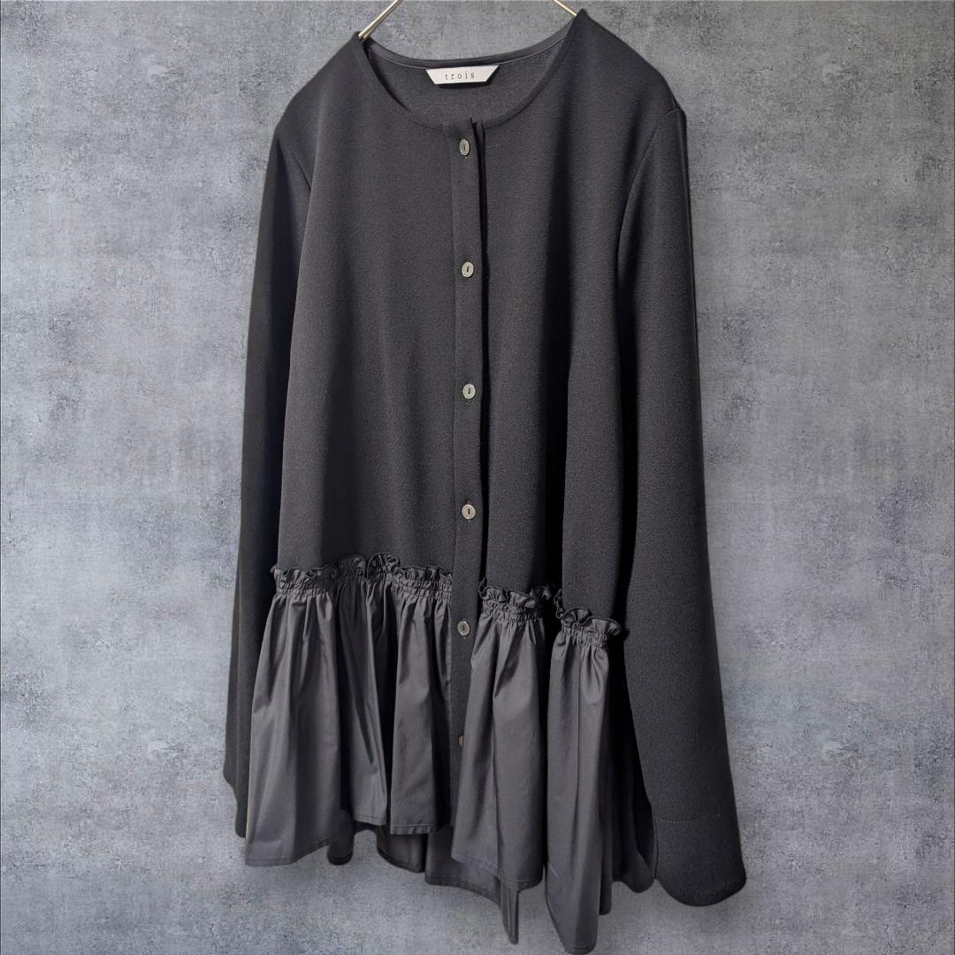 trois カットジョーゼット 裾切替ブラウス 晴れの日ブラウス