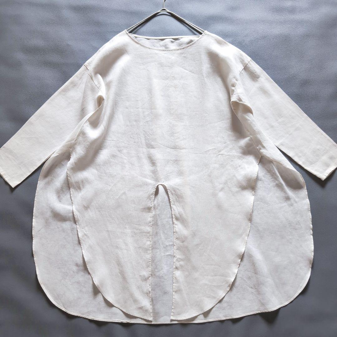極美品✨23SSビアズリー 前結びリネンチュニックブラウス 麻