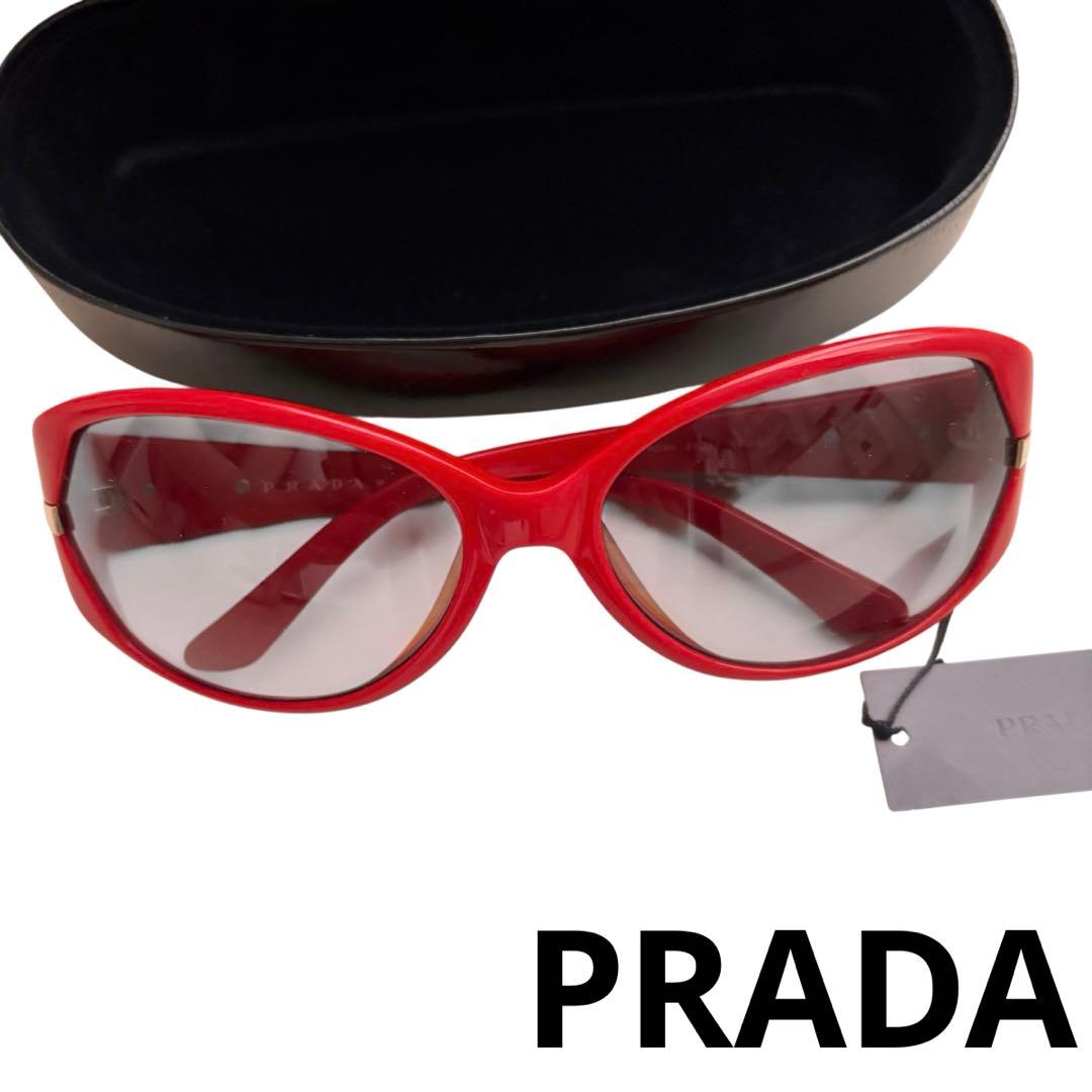 【未使用】プラダ★PRADA サングラス レッド 赤色 太フレーム メガネ