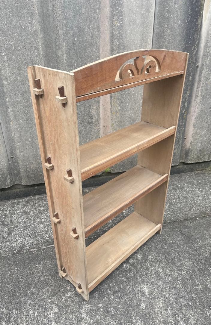 古道具/当時物/木製/無垢材/本棚/透かし彫り/店舗什器/ディスプレイ/③