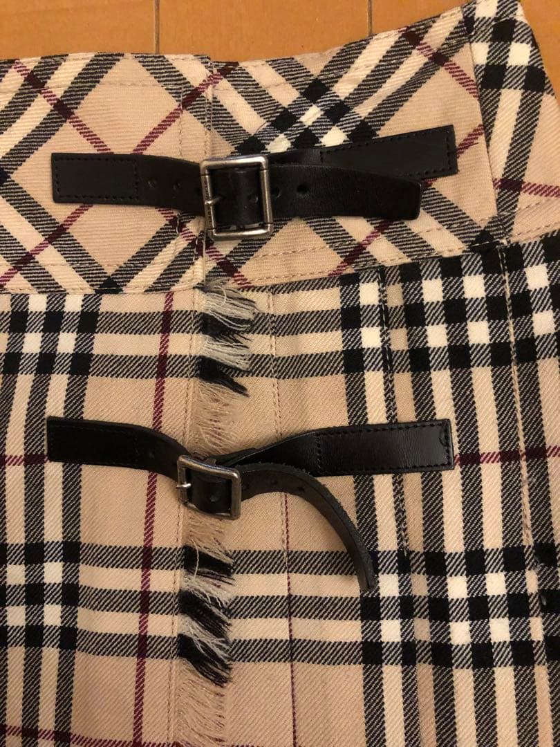 バーバリーブルーレーベル　ベージュ チェック プリーツスカート 36