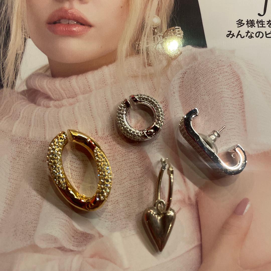 ピアス　イヤカーフ　4点セット　スワロフスキー