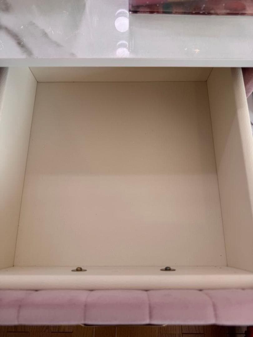 ベロア調　ドレッサー おしゃれ 化粧台　女優ミラー　内部レザー調　大理石調