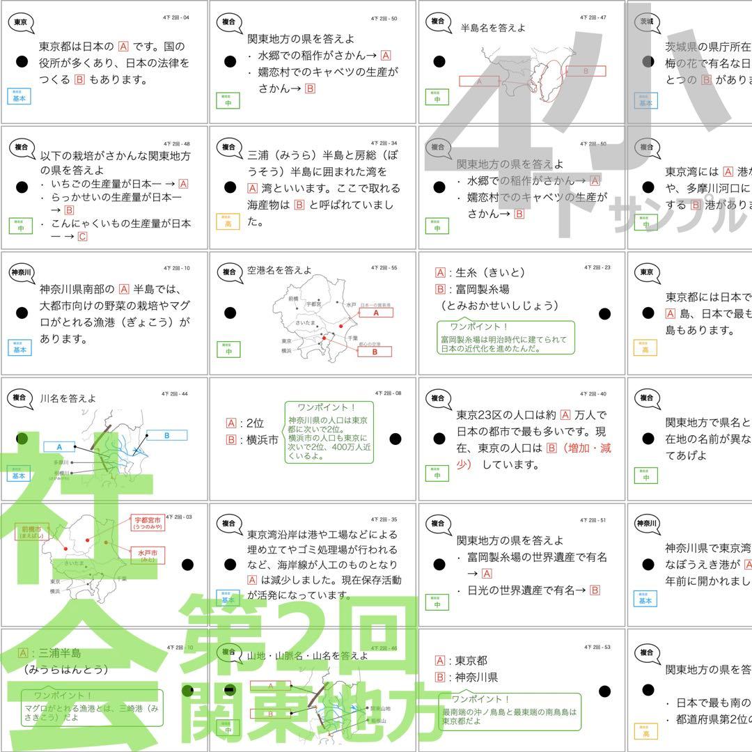 中学受験 暗記カード【4年下 社会・理科1-4回】 予習シリーズ 組み分け対策