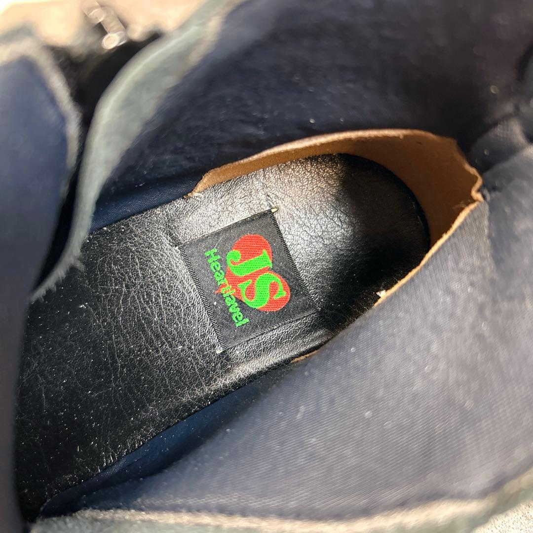 新品【JSハートレーベル 】レザーショートブーツ/花/ジップ/厚底/コンフォート