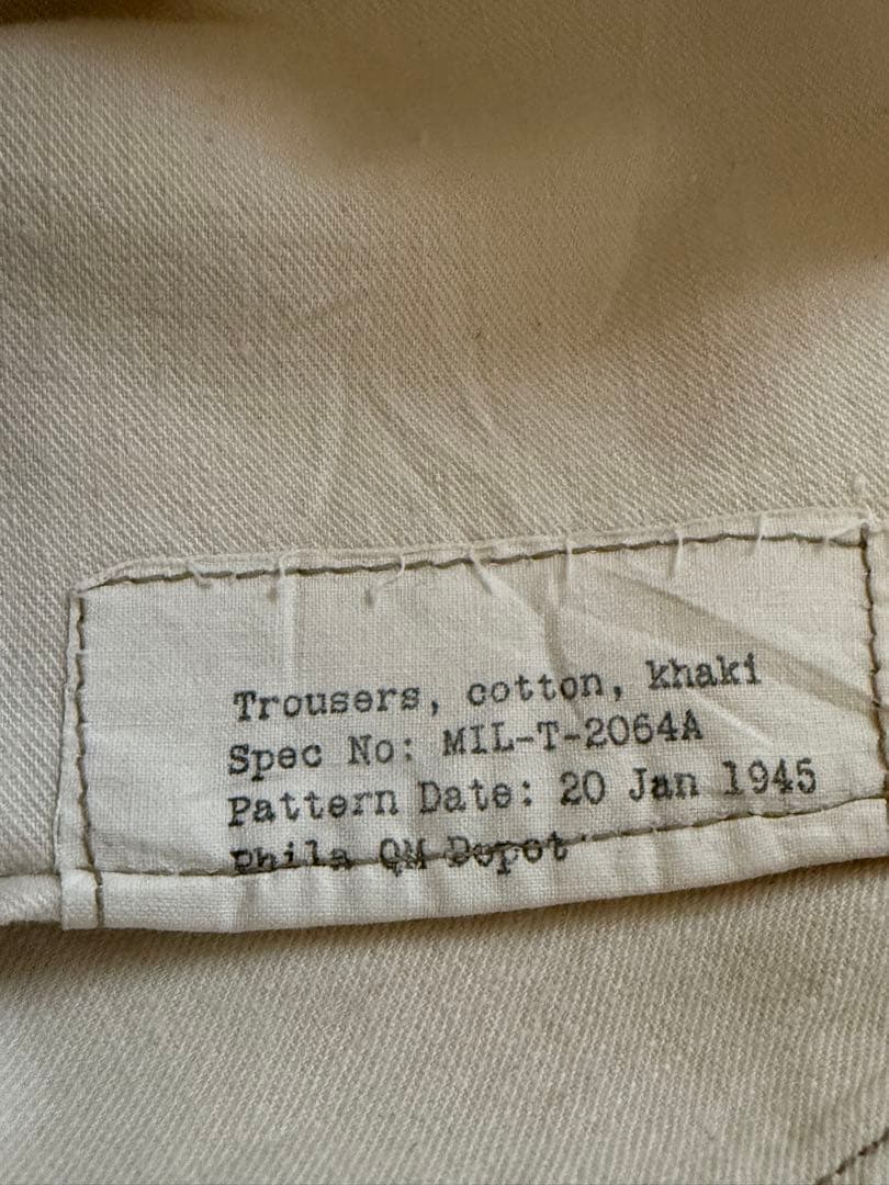 40s 当時物 M45 US ARMY 45カーキ チノ W34 L31