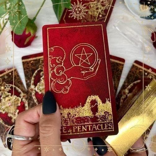 【正規品タロットカード】前作完売品✨美麗レア色✨豪華な真紅×ゴールドのデッキ