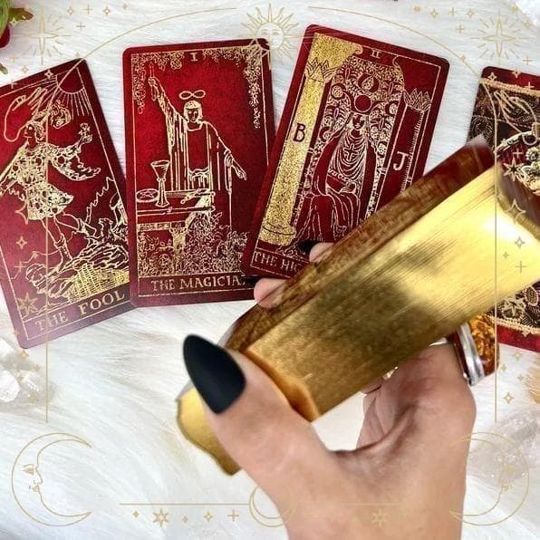 【正規品タロットカード】前作完売品✨美麗レア色✨豪華な真紅×ゴールドのデッキ