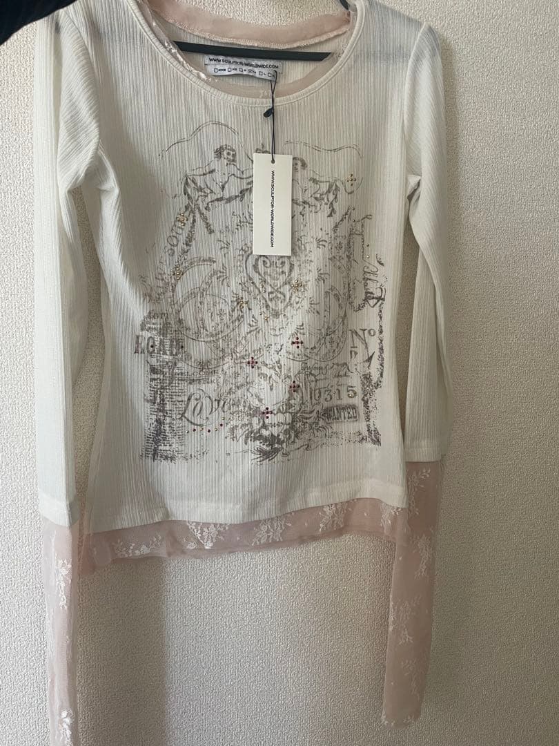 韓国sculptor Triple Lace Layered Tシャツ M