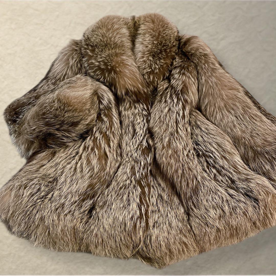 肉厚◎ 極上毛並み サガフォックス シルバーフォックス ファーコート 本毛皮