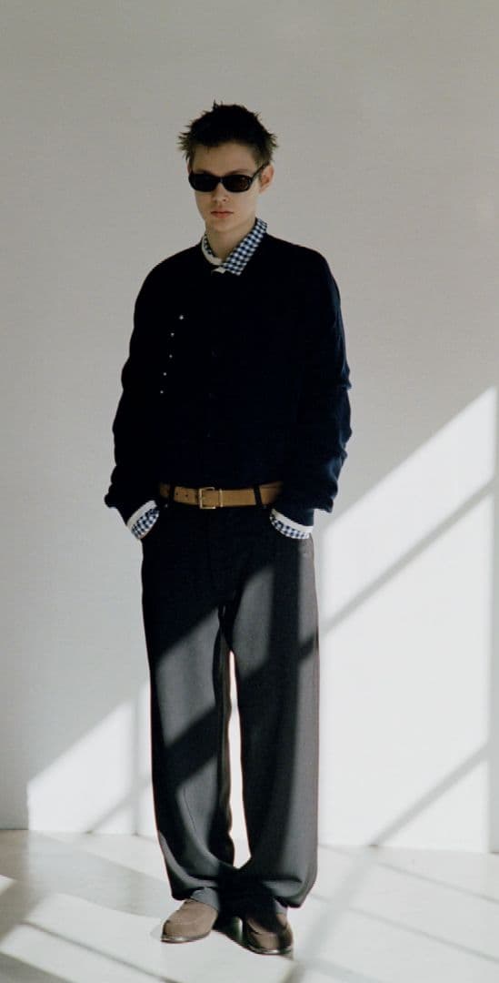 パンツ TTTMSW/Polyester straight slacks (BLACK)
