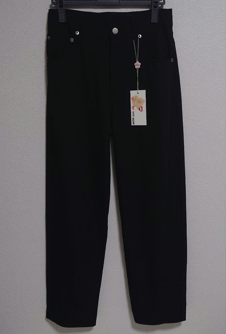 パンツ TTTMSW/Polyester straight slacks (BLACK)