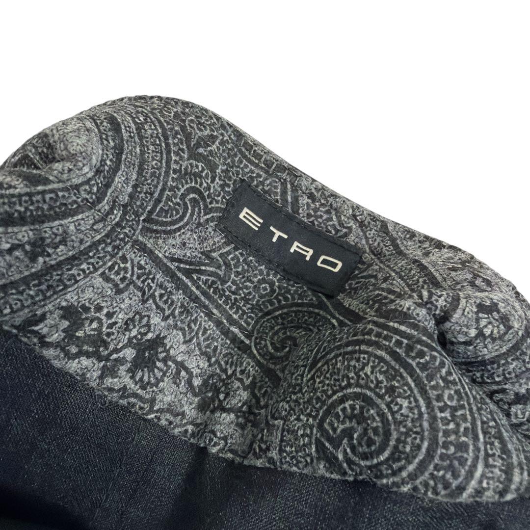 訳あり エトロ テーラードジャケット ペイズリー 48 グレー シルク混