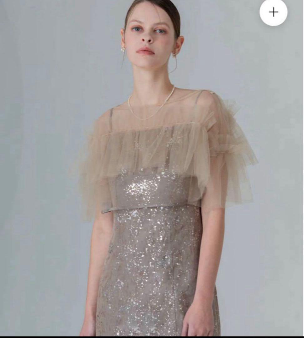 LEJA チュールフリルボレロペイントマーメイドドレス グレー　S