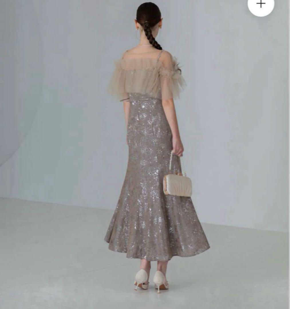 LEJA チュールフリルボレロペイントマーメイドドレス グレー　S