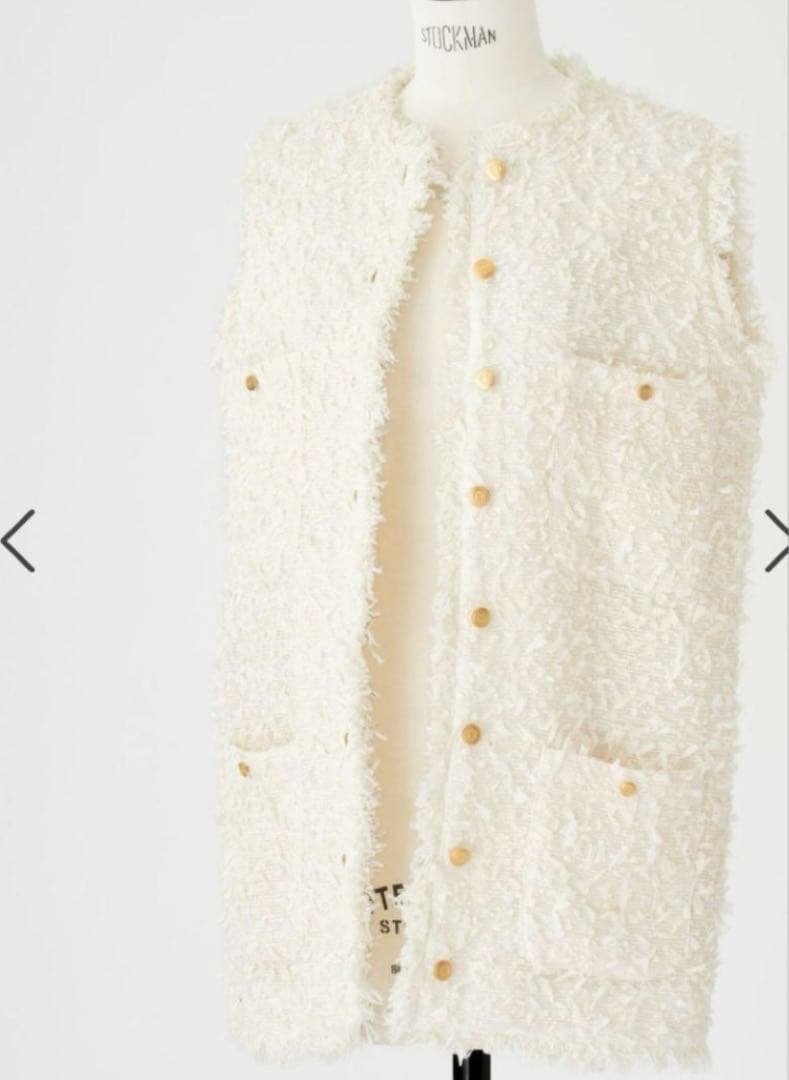 tsuru by mariko oikawa ジレ　ホワイト　フリンジベスト