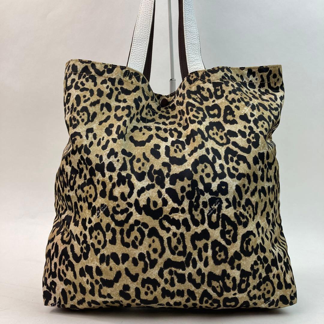 【極美品・A4可】ADMJ トートバッグ レオパード レザー ナイロン チャーム