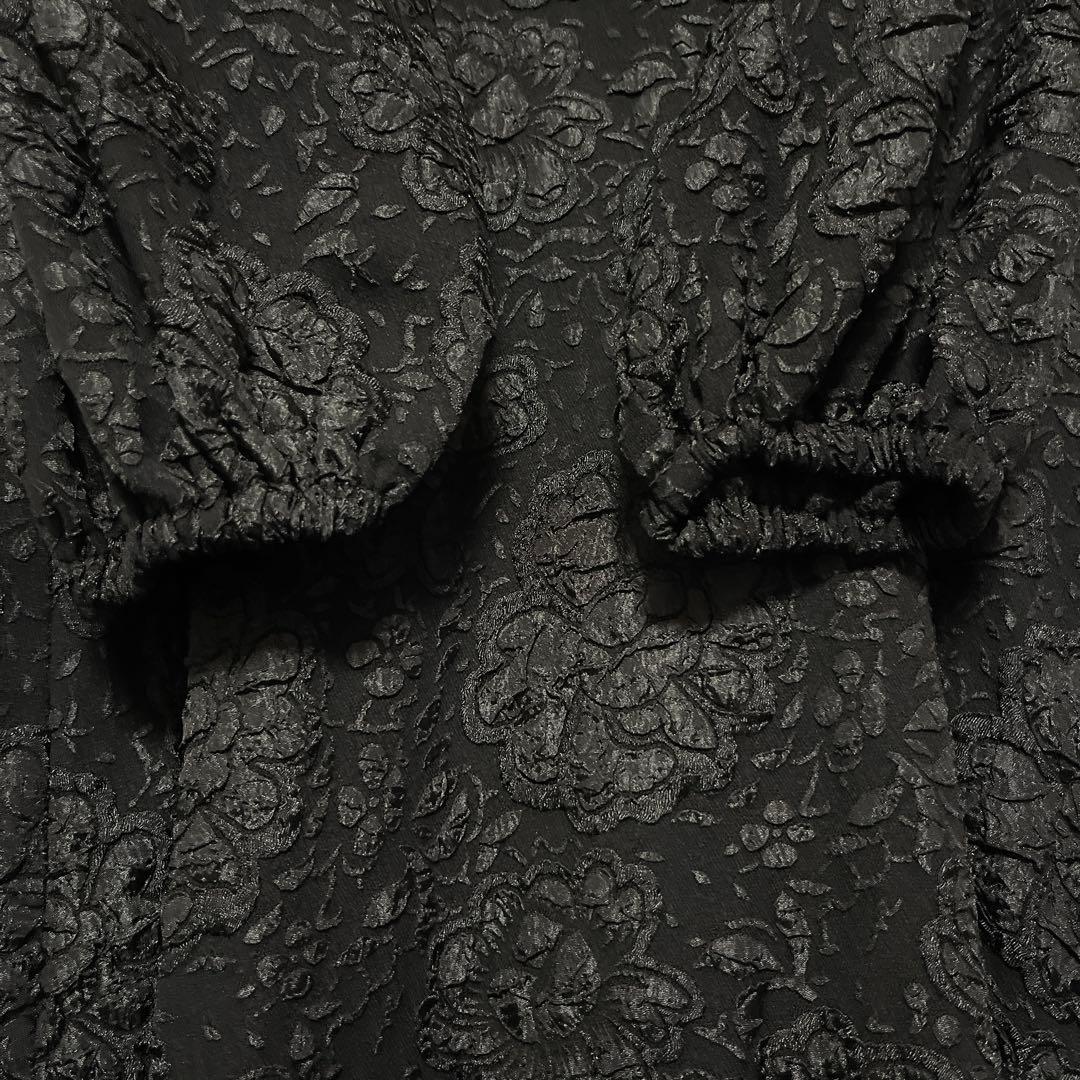 ペルナ PERNA ジャガード花柄 ロングワンピース 縦L/横XS 黒