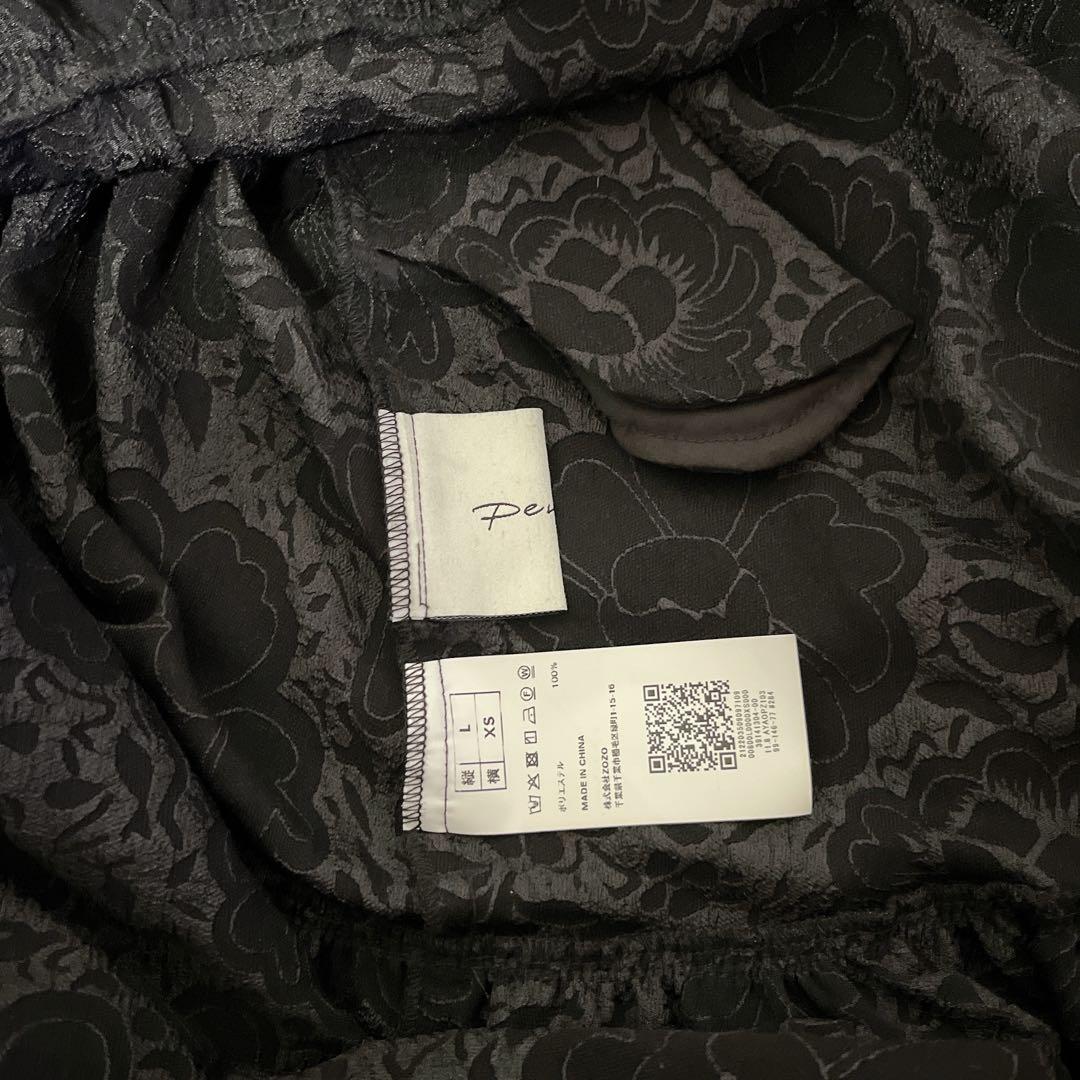 ペルナ PERNA ジャガード花柄 ロングワンピース 縦L/横XS 黒