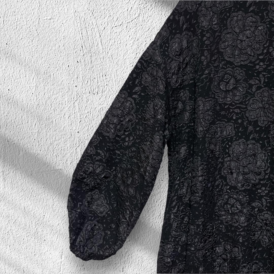 ペルナ PERNA ジャガード花柄 ロングワンピース 縦L/横XS 黒