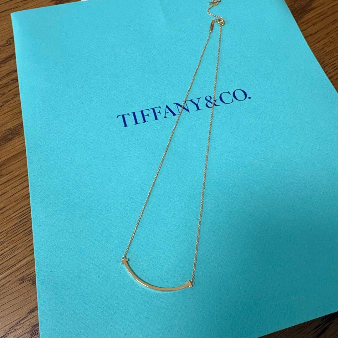【訳あり】ティファニー Tスマイル ネックレス スモール18Kローズゴールド